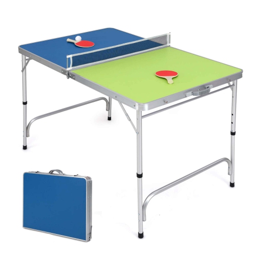 Costway 47" x 30" Mini Table Tennis Table with Adjustable Height for Indoor Outdoor