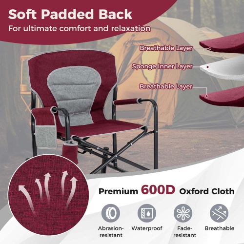 Goplus Outdoor Rocker Camping Chair for Adults with Dual Springs Padded Back