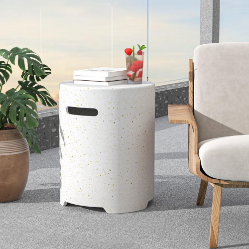 Costway Propane Tank Cover Table with Side Handles and Protective Cover for Fire Pit