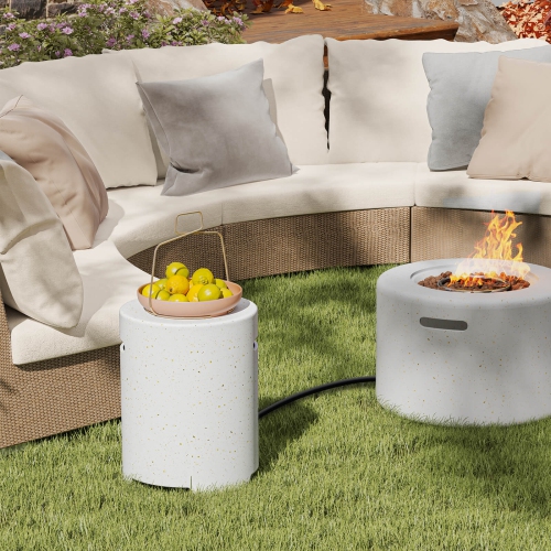 Costway Propane Tank Cover Table with Side Handles and Protective Cover for Fire Pit