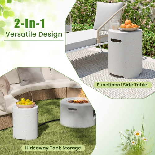 Costway Propane Tank Cover Table with Side Handles and Protective Cover for Fire Pit