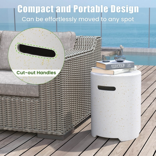 Costway Propane Tank Cover Table with Side Handles and Protective Cover for Fire Pit