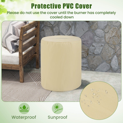 Costway Propane Tank Cover Table with Side Handles and Protective Cover for Fire Pit