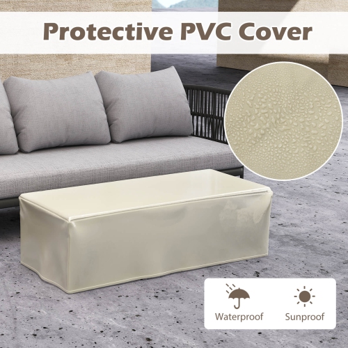 Costway 42.5" Magnesium Oxide Propane Gas Fire Pit with Hideaway Tank Holder Lava Rocks