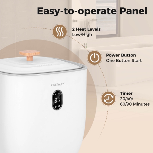 Costway Towel Warmer for Bathroom with 2 Heat Levels Timer Auto Shut off Towel Heater