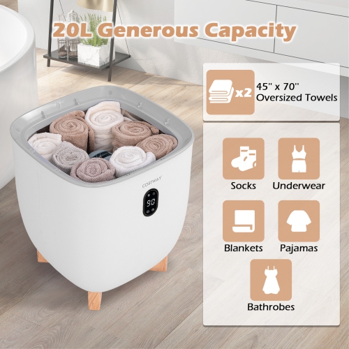 Costway 20L Upgraded Towel Warmer for Bathroom with PTC Heater & 2 Fragrant Disc Holders
