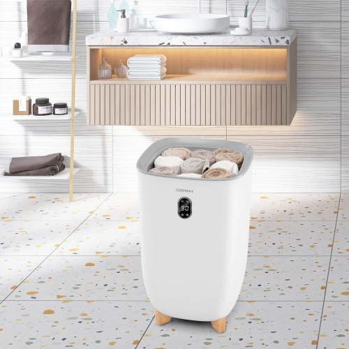 Costway 40L Large Towel Warmer for Bathroom with 2 Heat Levels Timer & Auto Shut off