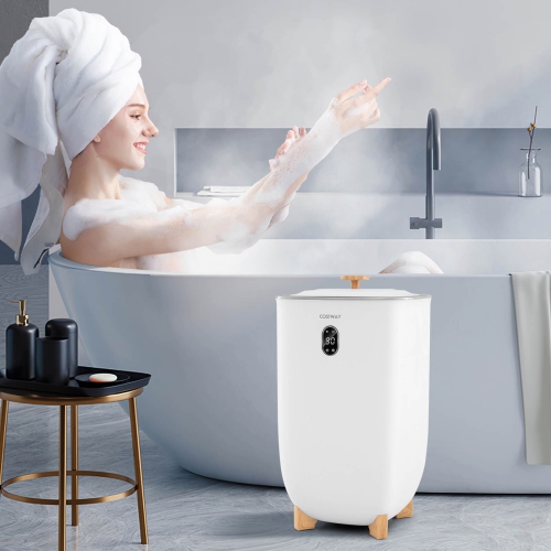 Costway 40L Large Towel Warmer for Bathroom with 2 Heat Levels Timer & Auto Shut off