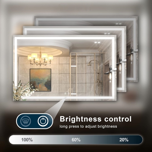 60 x 40 Bathroom LED Mirror Home Decor Vanity Makeup Mirror Dimmable Anti-Fog Wall Mounted Birthday Gift Wedding Gift