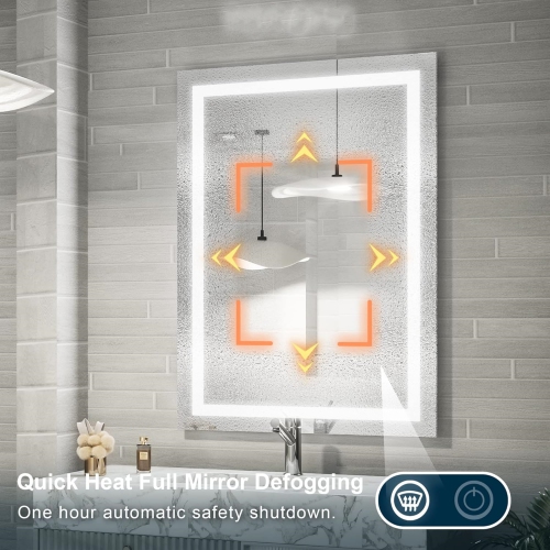 36 x 28 Bathroom LED Mirror Home Decor Vanity Makeup Mirror Dimmable Anti-Fog Wall Mounted Birthday Gift Wedding Gift