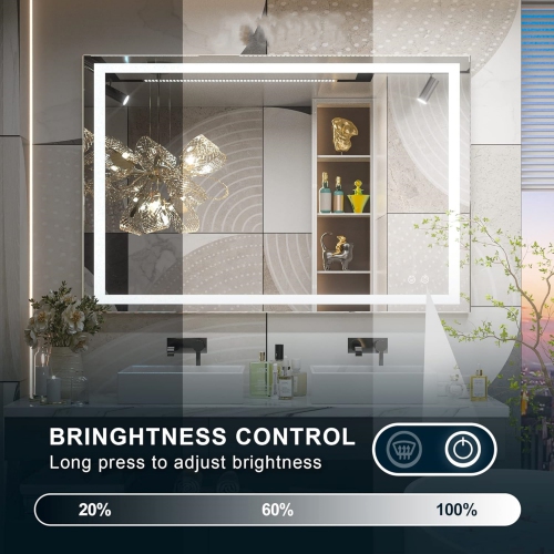40 x 32 Bathroom LED Mirror Home Decor Vanity Makeup Mirror Dimmable Anti-Fog Wall Mounted Birthday Gift Wedding Gift