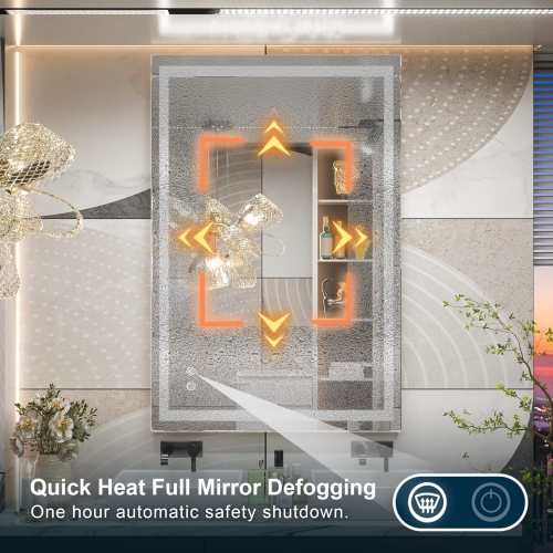 40 x 32 Bathroom LED Mirror Home Decor Vanity Makeup Mirror Dimmable Anti-Fog Wall Mounted Birthday Gift Wedding Gift