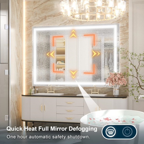 48 x 36 Bathroom LED Mirror Home Decor Vanity Makeup Mirror Dimmable Anti-Fog Wall Mounted Birthday Gift Wedding Gift