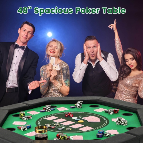 Table de poker pliable de 48&nbsp;po de Costway pour table Blackjack Texas Hold'em portative de 8 joueurs