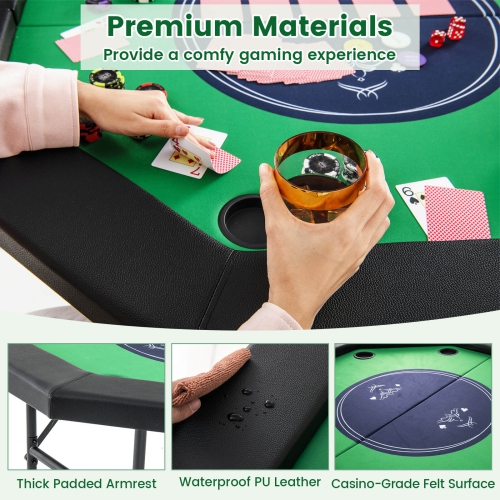 Table de poker pliable de 48&nbsp;po de Costway pour table Blackjack Texas Hold'em portative de 8 joueurs