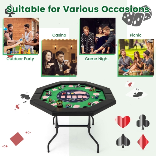 Table de poker pliable de 48&nbsp;po de Costway pour table Blackjack Texas Hold'em portative de 8 joueurs