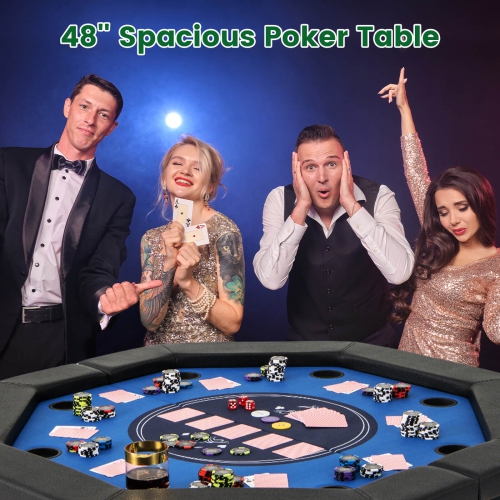 Table de poker pliable de 48&nbsp;po de Costway pour table Blackjack Texas Hold'em portative de 8 joueurs