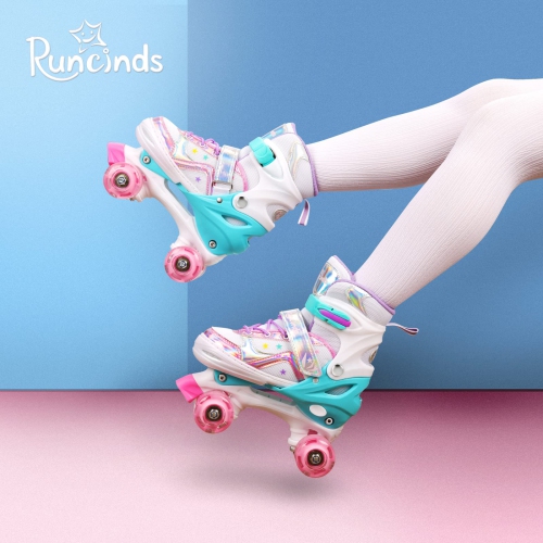 Runcinds Toddler Roller Skates for Girls Kids, 4 Size Adjustable Kids Roller Skates for Little Girls with Light Up Whe..