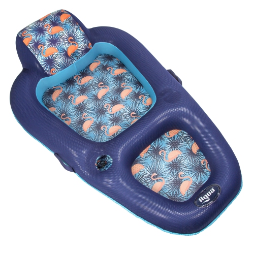 Aqua Luxury Water Lounge, X-Large, Inflatable Pool Float with Headrest, Backrest & Footrest, Palm Beach Flamingo