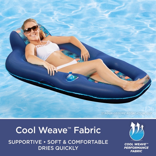 Aqua Luxury Water Lounge, X-Large, Inflatable Pool Float with Headrest, Backrest & Footrest, Palm Beach Flamingo