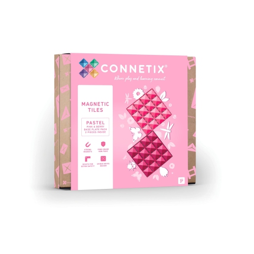 CONNETIX Pastel Base Plate Pack, Pink & Berry, 2 Pieces