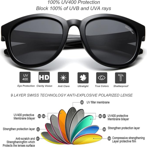 DEAFRAIN Kids Sunglasses Polarized Sport TPEE Unbreakable Flexible UV Protection for Boys Girls Age 6-12