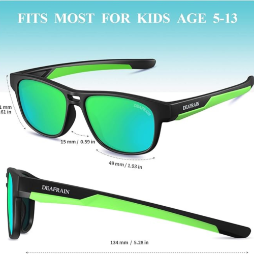 DEAFRAIN Kids Polarized Sunglasses Sport TPEE Flexible Frame 100% UV Protection for Boys Girls Age 5-13