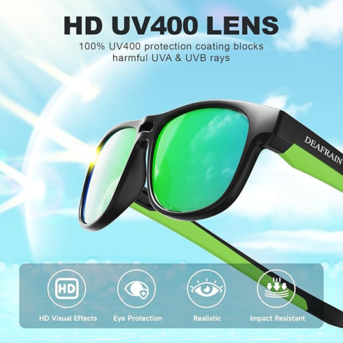 DEAFRAIN Kids Polarized Sunglasses Sport TPEE Flexible Frame 100% UV Protection for Boys Girls Age 5-13