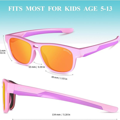 DEAFRAIN Kids Polarized Sunglasses Sport TPEE Flexible Frame 100% UV Protection for Boys Girls Age 5-13