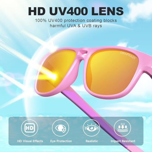 DEAFRAIN Kids Polarized Sunglasses Sport TPEE Flexible Frame 100% UV Protection for Boys Girls Age 5-13