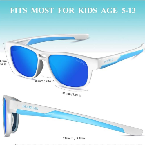 DEAFRAIN Kids Polarized Sunglasses Sport TPEE Flexible Frame 100% UV Protection for Boys Girls Age 5-13