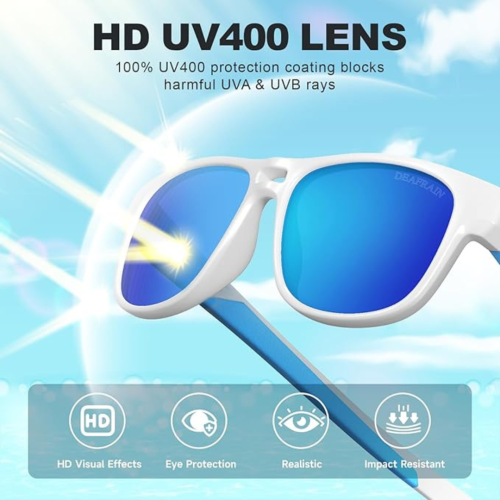 DEAFRAIN Kids Polarized Sunglasses Sport TPEE Flexible Frame 100% UV Protection for Boys Girls Age 5-13