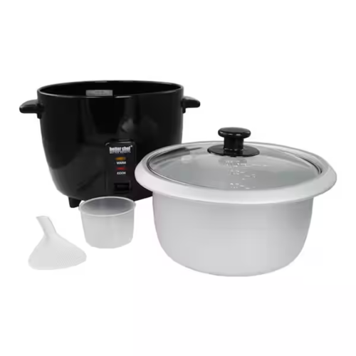 Better Chef 8 Cup Automatic Rice Cooker in Black With Rice Paddle and Measuring Cup