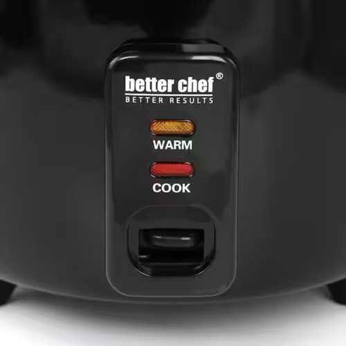 Better Chef 8 Cup Automatic Rice Cooker in Black With Rice Paddle and Measuring Cup