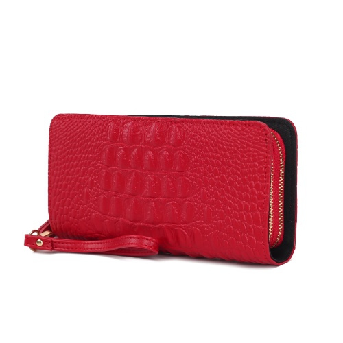 MKF Collection Eve Genuine Leather Crocodile-embossed Women’s Wristlet Wallet by Mia K