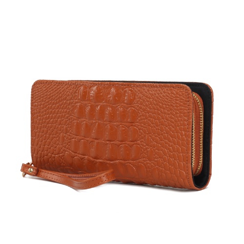 MKF Collection Eve Genuine Leather Crocodile-embossed Women’s Wristlet Wallet by Mia K