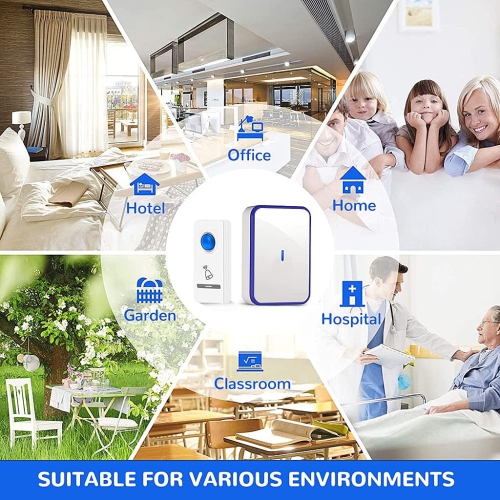 SD Wireless Doorbell Chime with Sound LED Flash Door Receiver Bell for Home