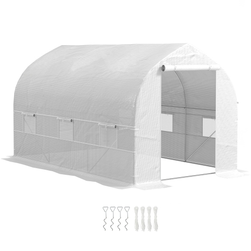 Contour de jardin portatif Outsunny 11,5' x 6,6' x 6,6'', serre de tunnel de jardin cultivant une maison chaude, tente de croissance de légumes avec