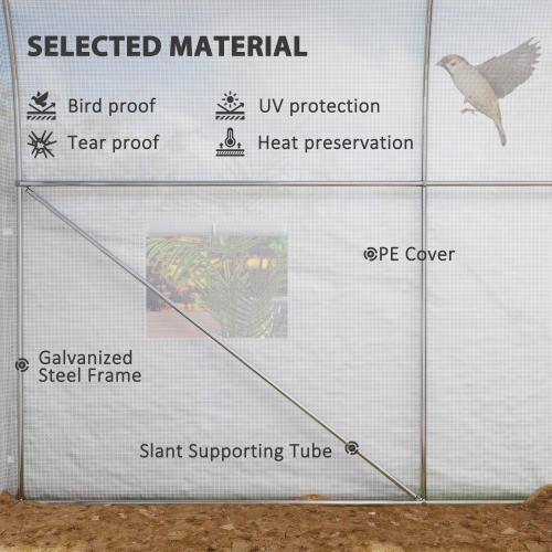 Contour de jardin portatif Outsunny 11,5' x 6,6' x 6,6'', serre de tunnel de jardin cultivant une maison chaude, tente de croissance de légumes avec