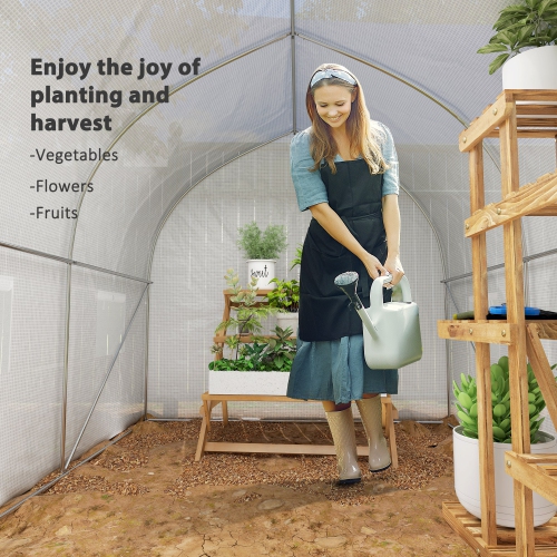 Contour de jardin portatif Outsunny 11,5' x 6,6' x 6,6'', serre de tunnel de jardin cultivant une maison chaude, tente de croissance de légumes avec