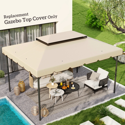 Outsunny 13' x 10' Gazebo Replacement Canopy, Gazebo Top Cover with Double Vented Roof for Garden Patio Outdoor TOP ONLY, Cream White