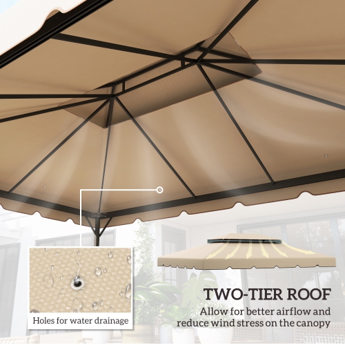 Outsunny 13' x 10' Gazebo Replacement Canopy, Gazebo Top Cover with Double Vented Roof for Garden Patio Outdoor TOP ONLY, Cream White