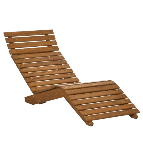 Chaise longue extérieure en bois Outsunny, chaise longue courbée, chaise longue de jardin, cour arrière, teck
