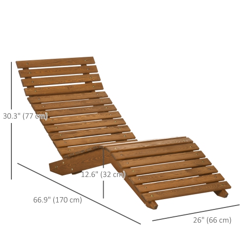 Chaise longue extérieure en bois Outsunny, chaise longue courbée, chaise longue de jardin, cour arrière, teck