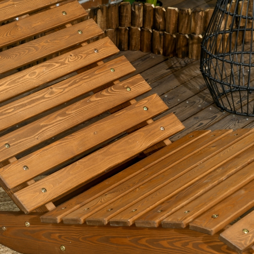 Chaise longue extérieure en bois Outsunny, chaise longue courbée, chaise longue de jardin, cour arrière, teck