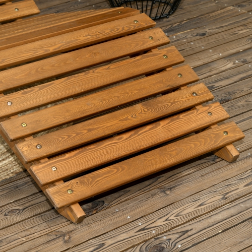 Chaise longue extérieure en bois Outsunny, chaise longue courbée, chaise longue de jardin, cour arrière, teck