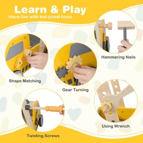 Costway 2-In-1 Montessori Wooden Baby Walker with Learning Activities Adjustable Speed