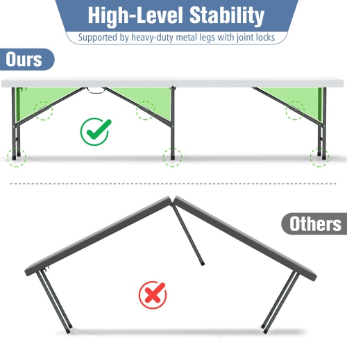 Costway 6 ft Plastic Folding Bench with 1320 LBS Capacity Handle & Lock For Outdoor Picnic