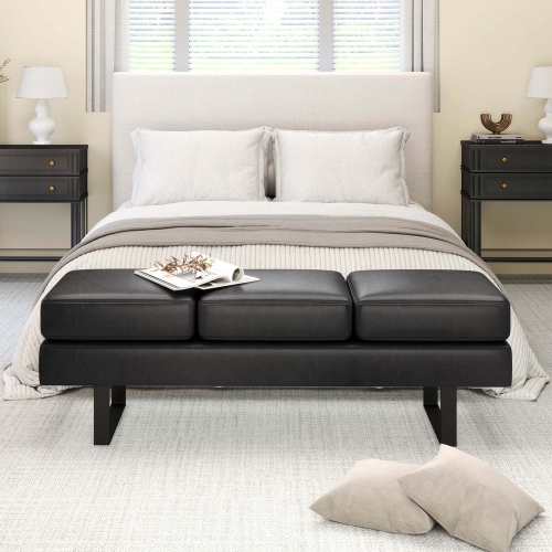 Banc de réception avec cadre en métal et pieds recouverts de Costway