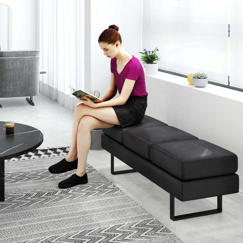 Banc de réception avec cadre en métal et pieds recouverts de Costway